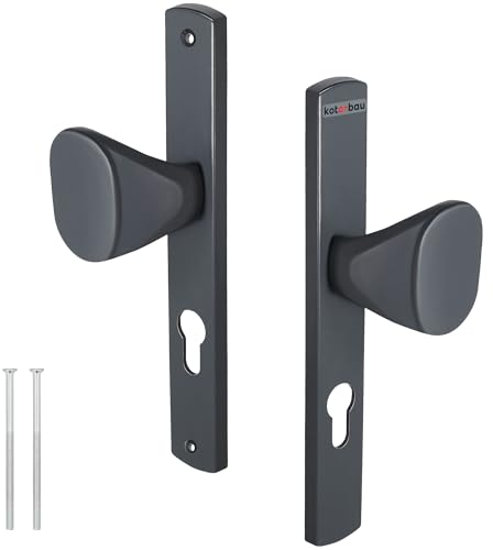 KOTARBAU® Türknauf 72 mm Profilzylinder Türdrücker Aluminium Drückergarnitur Türknopf Türgriff Türklinke Türbeschlag Langschildgarnitur Anthrazit Innentür Außentür Handgriff