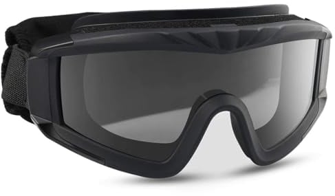 Feyachi Airsoft-Brille Taktische Militär Schutzbrille mit 3 austauschbaren Gläsern UV400-Schutz Schießbrille Anti-Fog-Brille Outdoor Sport Jagd Radfahren Paintball (Schwarz)