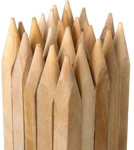 Buchenholz Holzpflöcke & Holzpfähle Quadratisch 25 Stück - Längen 60 cm - Ideal für Zaunpfosten, Zaunpfähle, Baumpfähle und Gartenarbeiten - Robuste Pflanzstäbe 25 mm x 25 mm