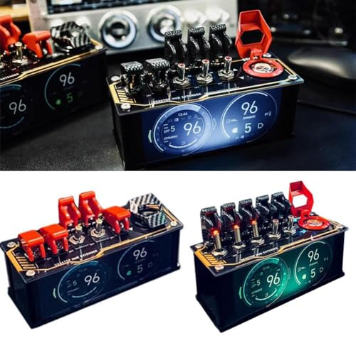 USB-Dockingstation, Retro-USB-Streifen, Originalschalter, cooler USB-Lade-Hub, USB-Handy-Ladegerät, USB-DC2.1-Anschluss, Hub-Extender mit Flugzeugschaltern und App-gesteuerten RGB-Lichtern (rot)