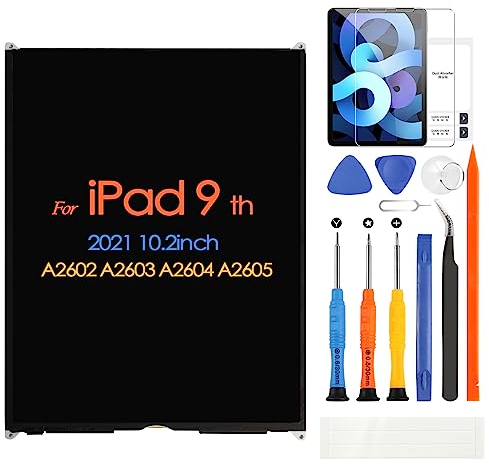 per iPad 9 9a Generazione LCD Display, per iPad 10.2 2021 A2602 A2603 A2604 A2605 LCD Schermo Digitazer Assembly Sostituzione E Strumenti di Installazione + Vetro Temperato