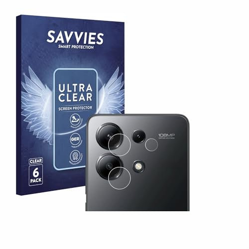 savvies Protector Pantalla para Xiaomi Redmi Note 13 4G (SÓLO Cámara) (6 Unidades) Película Ultra Transparente