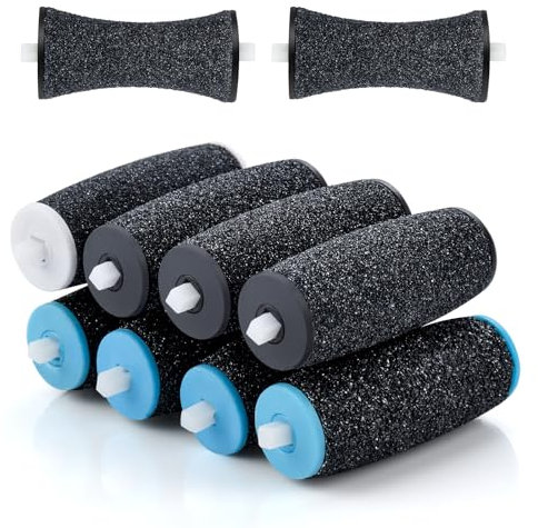 AiQInu 10 Pièces Rouleaux de Remplacement, 2 Formes Rouleau Pied, 3 Types de Rugosité Rouleau Rapeuse Pieds, Recharge Rapeuse Electrique Compatible avec Scholl