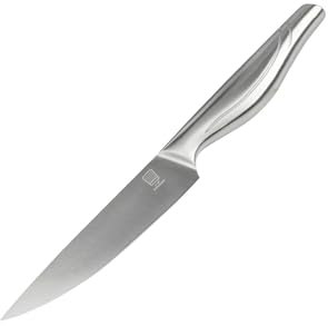 FACKELMANN Chefkoch Spickmesser – Ca. 120/230mm – Handgeschärft mit Taper-Klingenschliff – Fugenlos, Anti-Rutsch-Griff-Textur – 5 Jahre Garantie – Silber