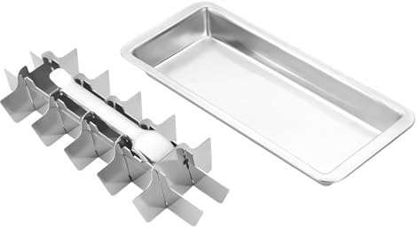 Stainless Steel Ice Making Mold - 18 Slots Stainless Steel Tray with Lever | Vintage Style Metal Tray with Easy-Release Handle and Removable Slots