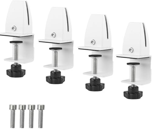 TOOSOAR 4 Stück Schreibtisch-Trennwandklemme,Verstellbare Aluminium-Tischteilerklemmen für Sicherheit und Datenschutz(Weiß)