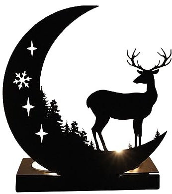 Huamengyuan Weihnachtskerzenhalter kreativer Kerzenhalter aus Metall mit Tier-Elch-Motiv Weihnachtsdekoration Heim-Desktop-Ornament Weihnachtsfeierzubehör Weihnachtsdeko Amerikanisch Vintage Kerzen