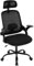 WOLTU Bürostuhl ergonomisch, Arbeitsstuhl mit Verstellbarer Kopfstütze Lendenwirbelstütze, Wippfunktion Schreibtischstuhl für Büro, Bürostühle 150 kg, Schwarz