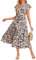 GRACE KARIN Floral Midi Dress for Women Casual Tiered Wedding Short Cap Sleeve Flowy Dresses Beach Vacation Long Dresses with Pockets Navy Blue Floral L