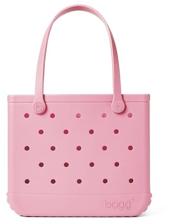 BOGG BAG - Tote for Beach, Pool, Boat, Sports - All Purpose EVA - Tonal Buttons, Blowing Pink Bubbles, Baby - Medium, Baby - Medium