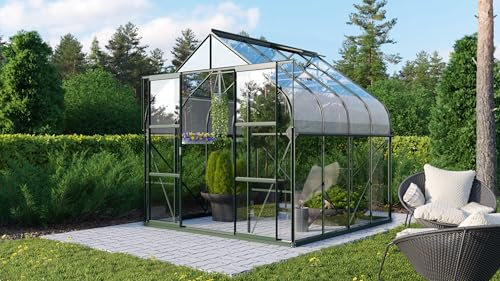 Vitavia Gewächshaus Dione 6700 inkl. Stahlfundamentrahmen, smaragd grün, 6,7 m², 3 mm ESG | Wetterfestes & stabiles Treibhaus | Perfekt für Gemüse & Pflanzen | Robust & langlebig