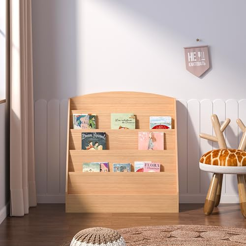 Duffy Children Kids Bookcase Storage Bookshelf Toy Shelf Storage Display Shelf Rack Organizer Holder with 5 Shelves (Maple)