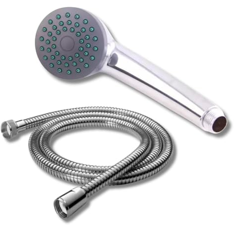 Dunnet Tools High Pressure Shower Head and Hose Set Powerful Flow Single Function Shower Head with 1.5m Hose Large Low and High Water Pressure Handheld Showerhead