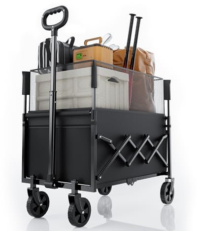 Chariot Utilitaire Pliable avec roulettes, capacité de 120 L, Noir
