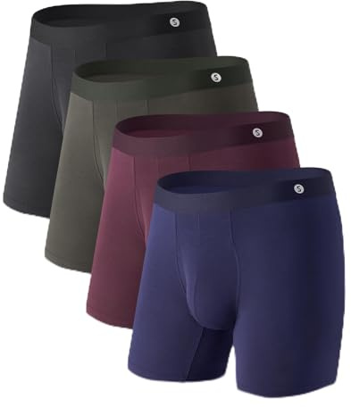 Separatec Herren-Unterwäsche mit separatem Beutel, feuchtigkeitsableitend, Micro-Modal, nahtlos, weiche Unterwäsche mit Eingriff, 4 Stück