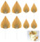 8Pcs Paper Palm Fan Cake Toppers, Palm Spear Leaves Fan Cake Pick Palm Scallop Cupcake Topper Cake Insert Decoration for Cake Decorating DIY Craft Project Home Wedding Party Décor, Gold