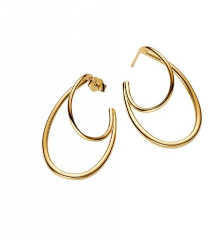 Pandora Essence Organic Shaped Double Hoop Earrings 14 Carat Gold-Plated Sterling Silver 263870C00