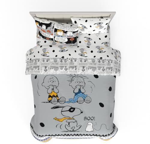 Peanuts Halloween-Bettwäsche-Set für Queensize-Bett, superweich und gemütlich, 5-teilig, wendbar, mit Snoopy & Charlie Brown, (offizielles Peanuts-Produkt) von Franco