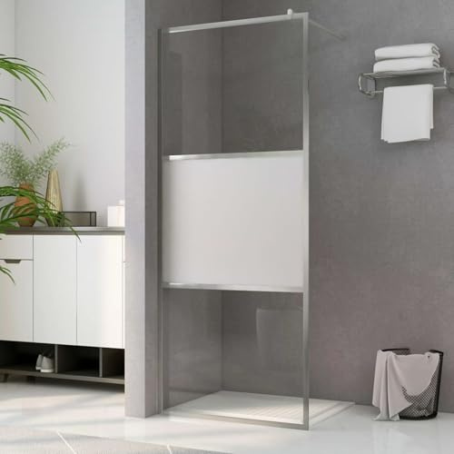Rantry Miroir Salle de Bain avec eclairage,Porte Serviette Paroi de Douche à l'italienne à Verre ESG Demi-dépoli 100x195cm