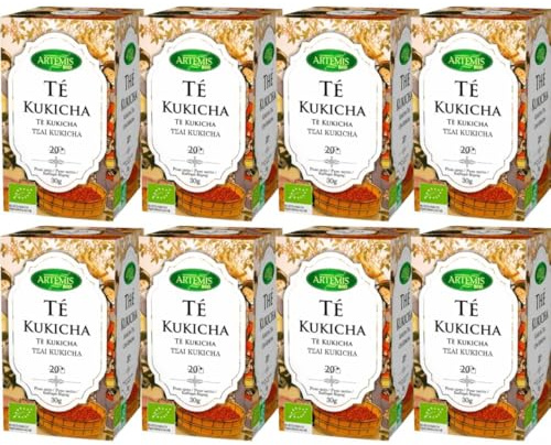 Pack 8x Infusión Té Kukicha Bio Herbes del Molí | 20 Filtros (30g c/u) | Té Japonés Ecológico Suave y Bajo en Teína | Agricultura Ecológica Certificada