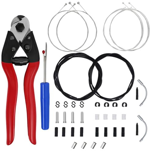Stainless Steel Wire Cutter Bike Brake and Shifter Derailleur Cable Housing Kit, Universal Standard Bicycle Transmission Line with Bike Cable End Caps for MTB Mountain Road Bikes Repair, Professional