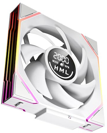 Jungle Leopard Interstellar-V4 140 mm Daisy Chain RGB PC Ventilador con indicador de velocidad, 2100RPM/70.6CFM, 5V3PIN ARGB y ventilador PWM 12V4PIN (blanco)