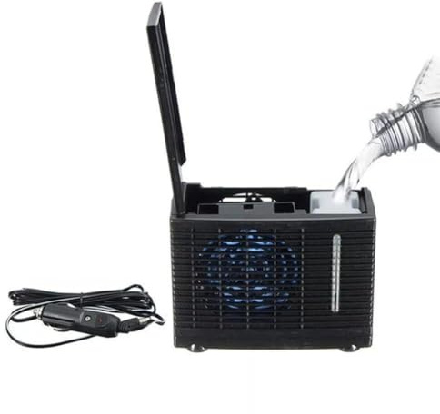 Gettimore Ventilateur de refroidissement portable pour voiture avec vitesse réglable et refroidissement par évaporation d'eau et de glace, noir