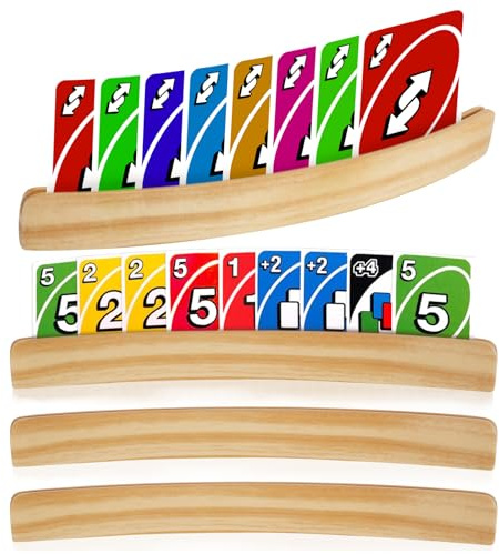 EHJAOOHH 4 Stück Kartenhalter Kinder Holz Kartenhalter Spielkarten 33cm Stehen Freisprech Card Holder Spielkartenhalter Flip 7 Kartenspiel Multifunktional für Arthritis Erwachsen Senioren Kinder