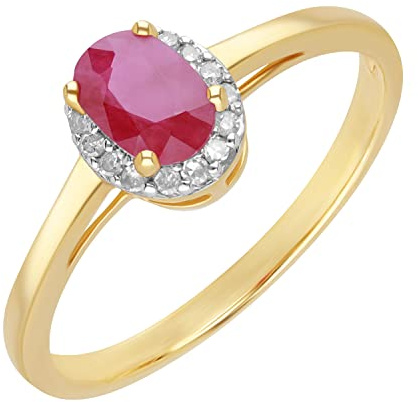 Ivy Gems 9ct Yellow Gold Ruby and Diamond Solitaire Ring - Size T