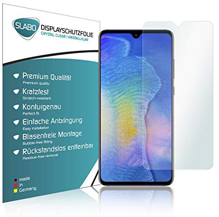 Slabo 4 x Protector de Pantalla para Huawei Mate 20 lámina Protectora (Protector de Pantalla reducido, a Causa de la Pantalla Curvada) Ultra Transparente Invisible Made IN Germany