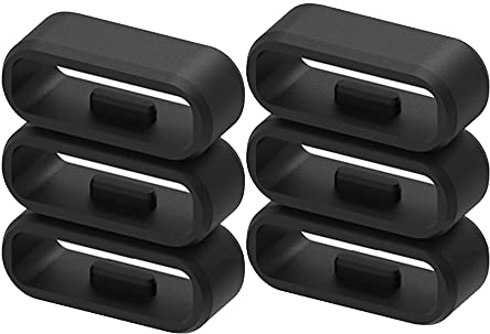 6 Stück Ruentech Befestigungsring Kompatibel mit Garmin vivosport / vivofit2 / Approach X10 / Approach X40 Strap Band Zubehör Keeper Silikon Sicherheitsverschluss