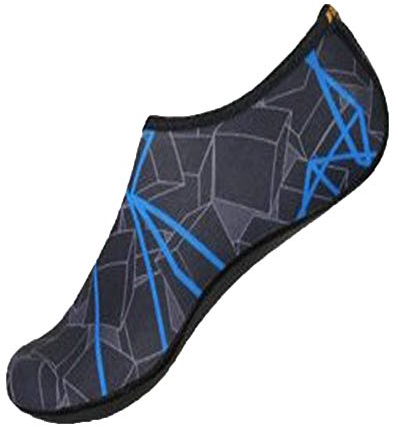 Xmiral Wasserschuhe Damen Gummisohle Drucken Laufschuhe Trocknend Badesandale Schwimmschuhe Wasserdicht Barfu?Schuhe f黵 Pool Surfen Yoga rutschfest Badelatschen(Marine Blau,44-45 EU)