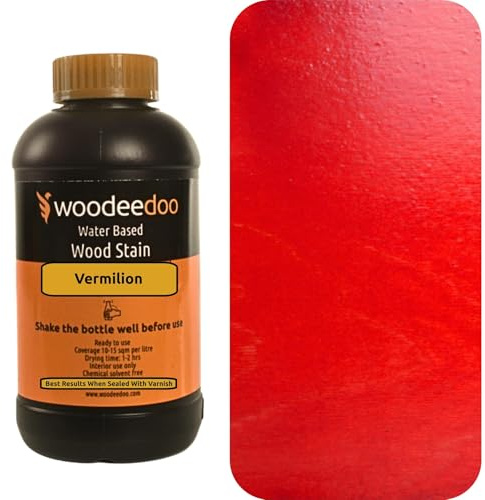 WooDeeDoo Water Based Wood Stain | Wood Dye | Ready to Use | Environmentally Friendly | Solvent Free | Odour Free | 1 L | Vermilion