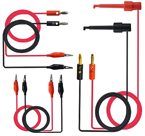 Senven 3 set di cavi di prova multimetro da 100 cm, pinza a coccodrillo a doppia estremità a banana 4mm, connettore spina a banana, Linea di test del coccodrillo, Gancio per test plug banana