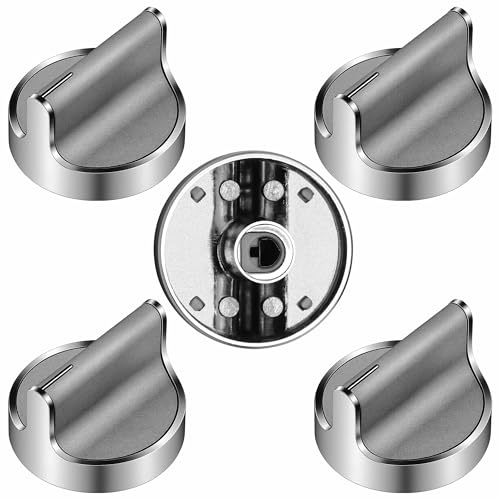 𝗦𝘁𝗮𝗶𝗻𝗹𝗲𝘀𝘀 𝗦𝘁𝗲𝗲𝗹 W10594481 Gas Range Stove Knobs Replacement (5 Pack) for Whirlpool Stove/Oven WCG97US0DS00 WCG97US6DS00, Cooktop Control Knobs Replaces WPW10594481 3281332 PS11756644