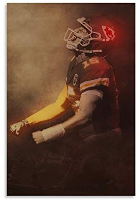 GSDGH Poster / Kunstdruck auf Leinwand, Motiv: American Football Player Superstar Patrick Mahomes, Kansas City Chiefs, 50 x 75 cm