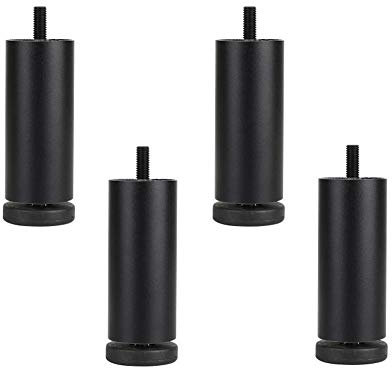 4 Stück Aluminiumlegierung Sofafüße, Möbelfüße, Höhenversteller, Schrankersatzbeine, Schrankstützbeine, Möbelbein mit Gewinde – M8-Gewinde (gold/schwarz/silber) (schwarz6 cm)