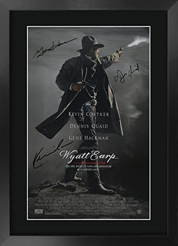 HWC Trading FR A3 Wyatt Earp Kevin Costner Geschenke Geduckter Poster Signiertes Autogramm Foto für Fans von Film Memorabilien - A3 Framed