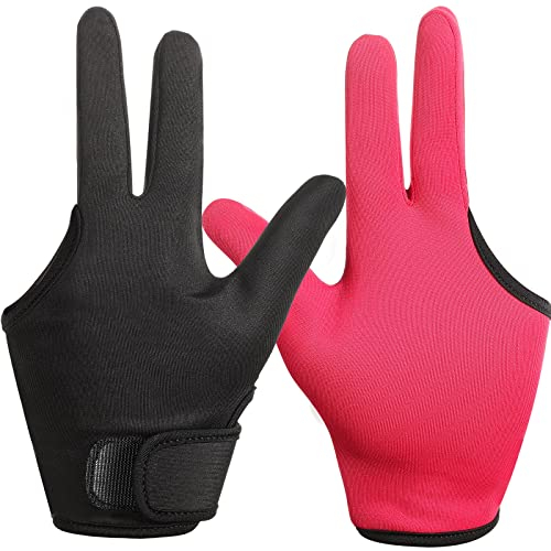 Geyoga Hitzebeständige Handschuhe 2 Paar Professionelle Lockenstab Handschuhe 3 Finger Friseur Handschuh Haarfärbemittel Hitzeschutz Handschuh Wiederverwendbare Handschuhe (Schwarz, Rosarot)
