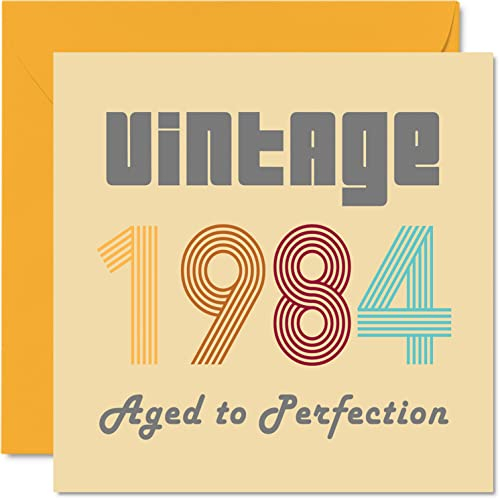 Geburtstagskarten zum 40. Geburtstag für Männer und Frauen – Vintage 1984 Aged To Perfection – 40 Geburtstagskarten Lustig für Sie und Ihn 145 mm x 145 mm Glückwunschkarten