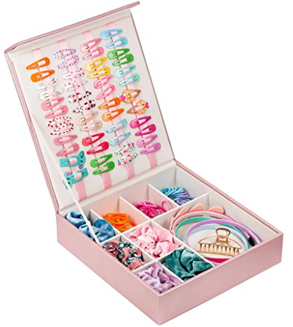 Girl's Hair Accessories Organiser, Hair Accessory Storage Box, Hair Clip Holder, Accessory Organiser, Headband Holder, Scrunchie Holder, Pink