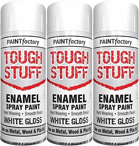Q&H Multipurpose White Gloss Spray Paint for Metal, Wood, Plastic - Hard-Wearing Aerosol Can Smooth Finish Quick Dry Paints - Ideal Enamel Sprays for Interior & Exterior Renovate Garage 400ML (3)