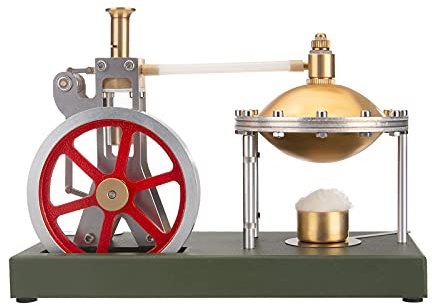 AKAYI ENJOMOR Metal Retro Steam Engine Model That Works with Spherical Boiler Support and Additional Load, DIY Educational Science Engine Generator Toy Gift for Kids and Adults