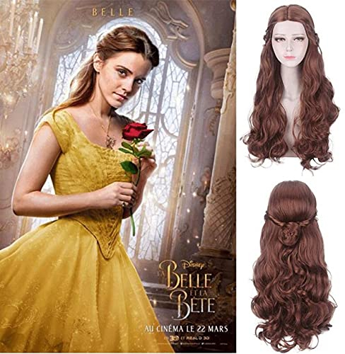 Movie Beauty And The Beast Princess Belle Cosplay Wig Women Long Wavy Synthetic Hair Halloween Party Princess Cinderella Wigs Belle Belle Wig 703