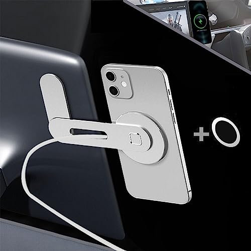 MEHIDFY Faltbare magnetische kabellose Auto-Ladegerät-Halterung, 15 W Schnelllademagnet-Zubehör Auto-Handyhalterung für Tesla Model 3/X/Y/S, kompatibel mit MagSafe Hülle und iPhone 12/13/14 (Silber)