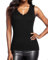 WOWENY Top / Camiseta de manga larga para mujer con encaje en V, cuello de pico, para mujer, Sin Mangas Negro, M