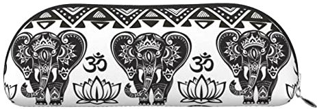 EWMAR Bohemian Elephant Pattern Print Leder Stifteetui Federmäppchen Tragbare Reise Kosmetik Tasche Gadget Tasche für Teenager Jungen Mädchen, silber, Einheitsgröße, Kinderrucksack