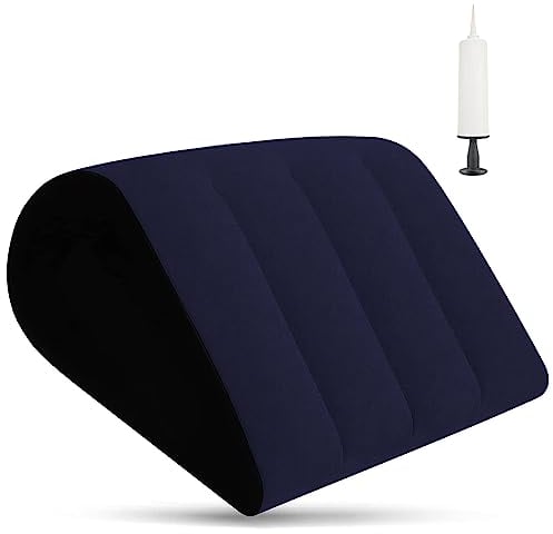SULIVES Inflatable Wedge Pillow with Memory Foam Top - Portable Triangle Bed Wedge for Backrest Sleeping, Acid Reflux, Snoring, and Post-Surgery Recovery - Lightweight & Travel-Friendly