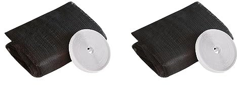 Windhager Insektenschutz Plus Fliegengitter für Fenster, Insektenschutzgewebe, Fliegennetz, individuell zuschneidbar, inkl. Montage-Klettband, 100 x 100cm, anthrazit, 03485 (Packung mit 2)