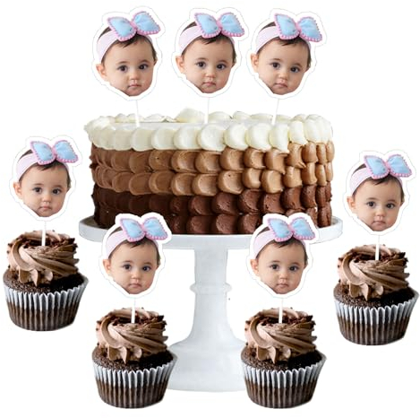 SZCSYMY Personalisierte Cupcake-Topper mit lustigem Gesicht, eine perfekte Ergänzung für Geburtstage, Halloween, Weihnachten – personalisierte Dessert-Dekorationen (2)